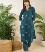 Women Floral Printed Regular Pure Cotton Kurta with Trousers