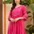 Yoke Design Notch Neck Regular Pink A-Line Kurta With Trousers & Dupatta