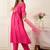 Yoke Design Notch Neck Regular Pink A-Line Kurta With Trousers & Dupatta