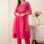 Yoke Design Notch Neck Regular Pink A-Line Kurta With Trousers & Dupatta