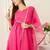 Yoke Design Notch Neck Regular Pink A-Line Kurta With Trousers & Dupatta