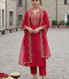 Women Ethnic Motifs Embroidered Regular Thread Work Liva Kurta with Trousers & With Dupatta