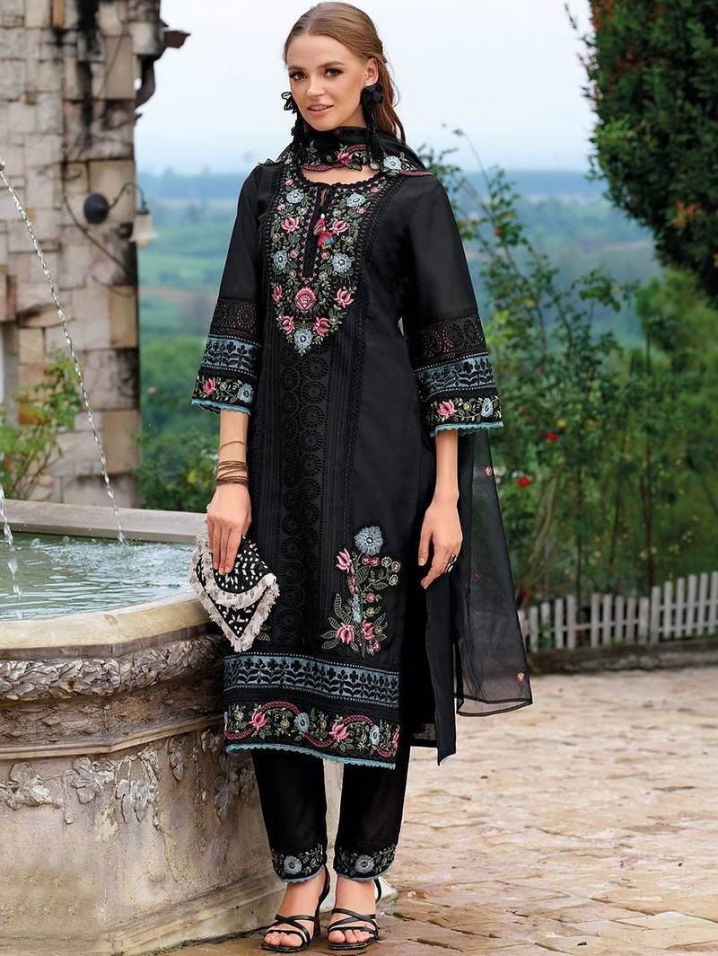 Women Floral Embroidered Regular Thread Work Kurta with Trousers & With Dupatta