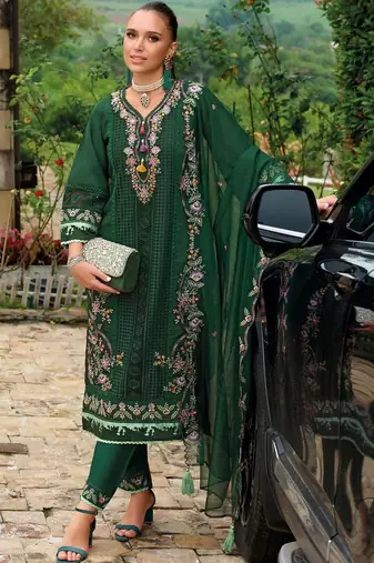 Women Ethnic Motifs Embroidered Regular Thread Work Kurta with Trousers & With Dupatta