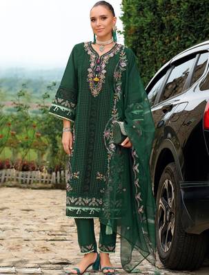 Women Ethnic Motifs Embroidered Regular Thread Work Kurta with Trousers & With Dupatta 6
