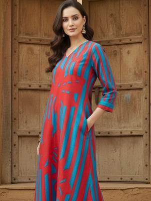 Women Printed Regular Pure Cotton Kurta with Trousers 2