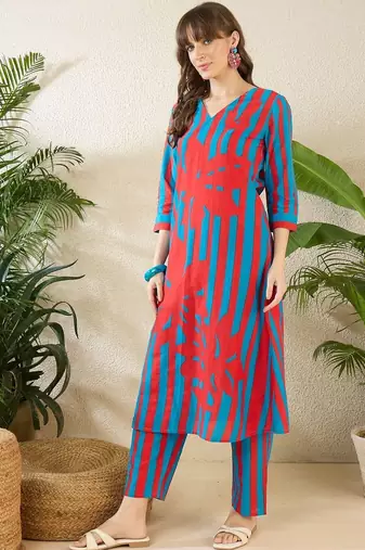Women Printed Regular Pure Cotton Kurta with Trousers