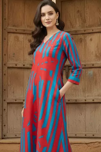 Women Printed Regular Pure Cotton Kurta with Trousers