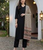 Women Ethnic Motifs Regular Kurta with Trousers & With Dupatta