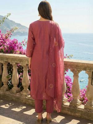 Women Ethnic Motifs Embroidered Regular Thread Work Kurta with Trousers & With Dupatta 5