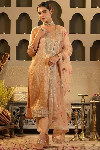 Women Ethnic Motifs Regular Kurta with Trousers & With Dupatta