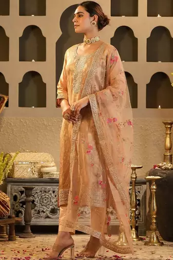 Women Ethnic Motifs Regular Kurta with Trousers & With Dupatta