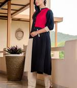 Women Colourblocked Regular Pure Cotton Kurta with Trousers