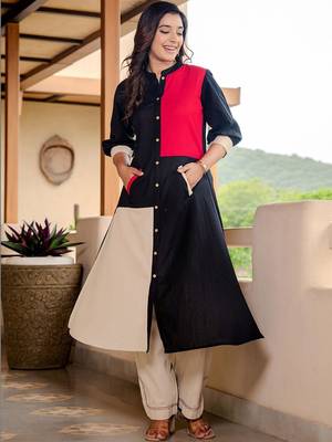 Women Colourblocked Regular Pure Cotton Kurta with Trousers 4