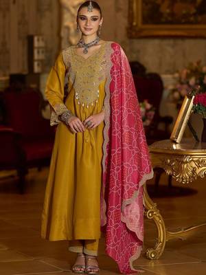 Women Ethnic Motifs Embroidered Regular Beads and Stones Kurta with Trousers & With Dupatta 2