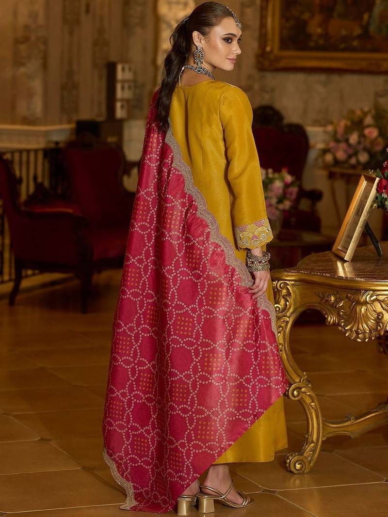Women Ethnic Motifs Embroidered Regular Beads and Stones Kurta with Trousers & With Dupatta