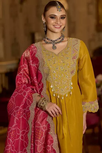 Women Ethnic Motifs Embroidered Regular Beads and Stones Kurta with Trousers & With Dupatta