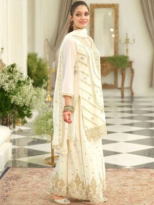 Women Ethnic Motifs Embroidered Thread Work Kurta with Palazzos & With Dupatta 3