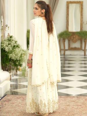 Women Ethnic Motifs Embroidered Thread Work Kurta with Palazzos & With Dupatta 5
