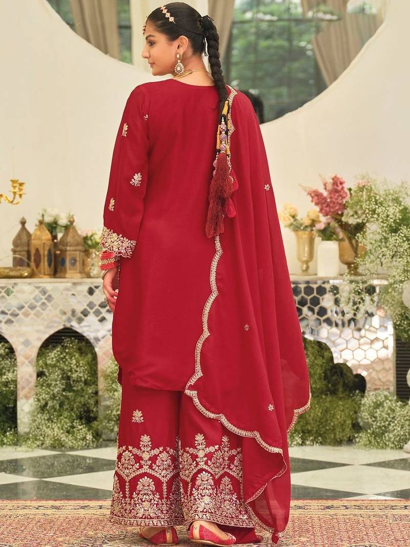 Women Ethnic Motifs Embroidered Regular Kurta with Palazzos & With Dupatta