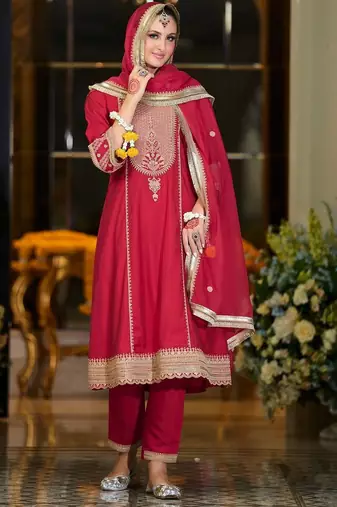 Women Ethnic Motifs Embroidered Panelled Kurta with Trousers & With Dupatta