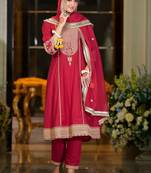 Women Ethnic Motifs Embroidered Panelled Kurta with Trousers & With Dupatta