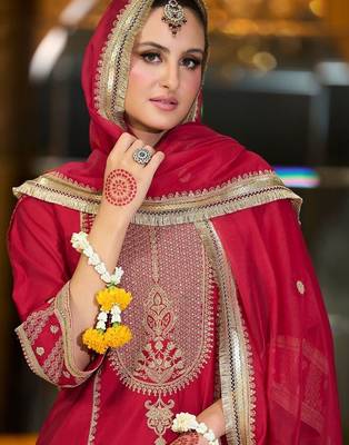Women Ethnic Motifs Embroidered Panelled Kurta with Trousers & With Dupatta 2