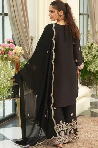 Women Ethnic Motifs Embroidered Regular Thread Work Kurta with Palazzos & With Dupatta