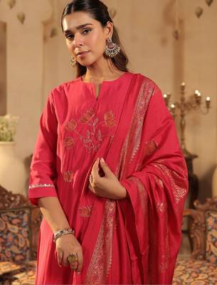Women Ethnic Motifs Embroidered Regular Thread Work Kurta with Trousers & With Dupatta 2