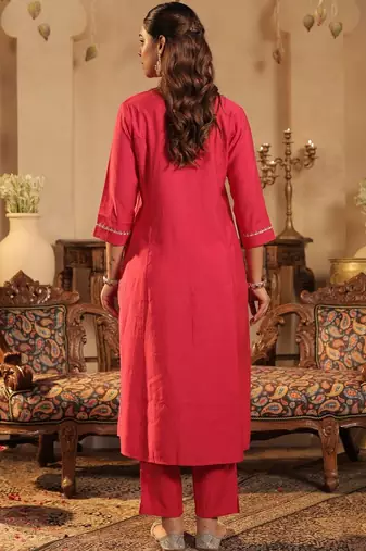 Women Ethnic Motifs Embroidered Regular Thread Work Kurta with Trousers & With Dupatta