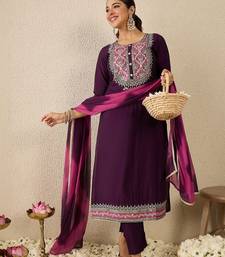 Women Ethnic Motifs Embroidered Regular Thread Work Kurta with Trousers & With Dupatta