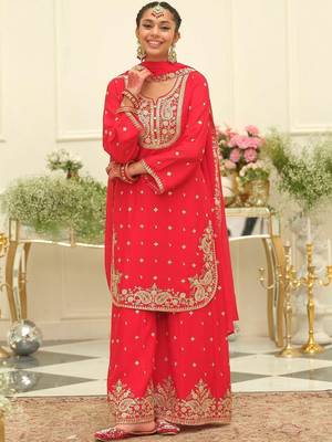 Women Ethnic Motifs Embroidered Regular Thread Work Kurta with Palazzos & With Dupatta 1