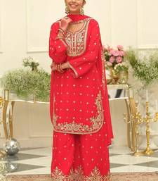 Women Ethnic Motifs Embroidered Regular Thread Work Kurta with Palazzos & With Dupatta