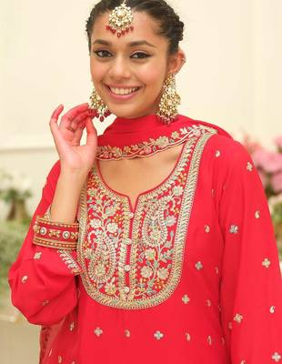 Women Ethnic Motifs Embroidered Regular Thread Work Kurta with Palazzos & With Dupatta 2