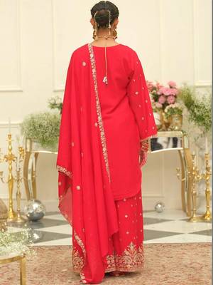 Women Ethnic Motifs Embroidered Regular Thread Work Kurta with Palazzos & With Dupatta 3