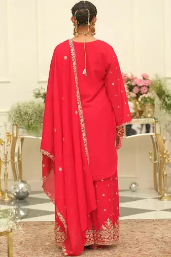 Women Ethnic Motifs Embroidered Regular Thread Work Kurta with Palazzos & With Dupatta