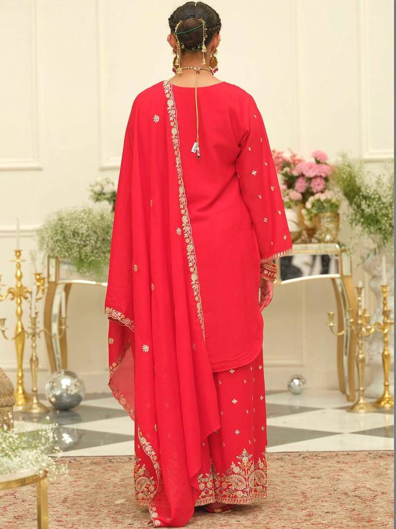 Women Ethnic Motifs Embroidered Regular Thread Work Kurta with Palazzos & With Dupatta