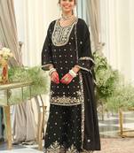 Women Ethnic Motifs Embroidered Regular Thread Work Kurta with Sharara & With Dupatta