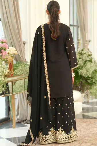 Women Ethnic Motifs Embroidered Regular Thread Work Kurta with Sharara & With Dupatta