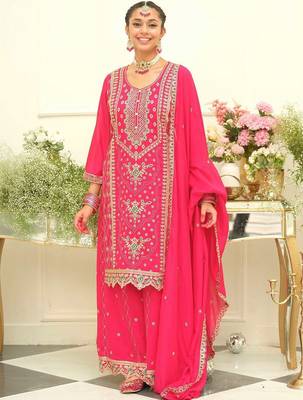 Women Ethnic Motifs Embroidered Regular Thread Work Kurta with Palazzos & With Dupatta 1