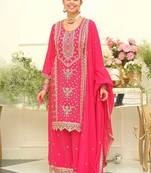 Women Ethnic Motifs Embroidered Regular Thread Work Kurta with Palazzos & With Dupatta