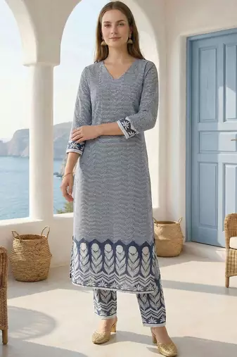 Women Printed Regular Pure Cotton Kurta with Trousers