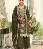 Women Ethnic Motifs Embroidered Regular Thread Work Kurta with Palazzos & With Dupatta