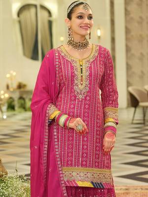 Women Ethnic Motifs Printed Regular Mirror Work Kurta with Sharara & With Dupatta 2