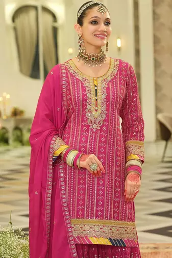 Women Ethnic Motifs Printed Regular Mirror Work Kurta with Sharara & With Dupatta
