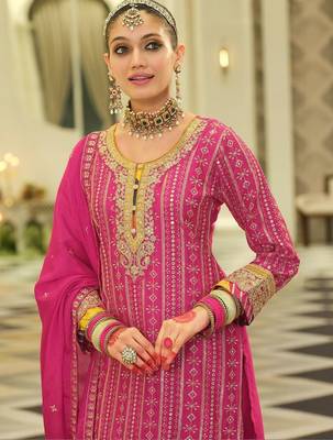 Women Ethnic Motifs Printed Regular Mirror Work Kurta with Sharara & With Dupatta 3