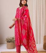 Women Ethnic Motifs Printed Regular Chanderi Silk Kurta with Trousers & With Dupatta