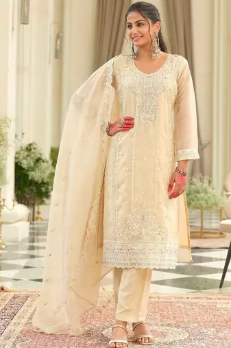 Women Ethnic Motifs Embroidered Regular Sequinned Kurta with Trousers & With Dupatta