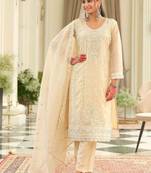 Women Ethnic Motifs Embroidered Regular Sequinned Kurta with Trousers & With Dupatta