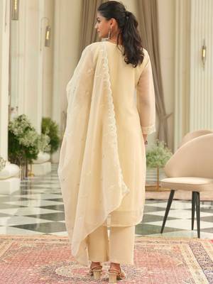Women Ethnic Motifs Embroidered Regular Sequinned Kurta with Trousers & With Dupatta 3
